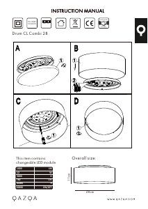 Priročnik Qazqa 93959 Drum Combi Svetilka