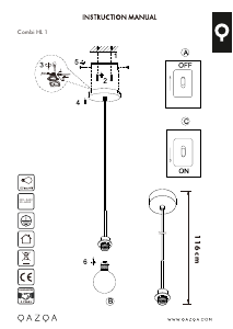 Manual Qazqa 94154 Combi 1 Lampă