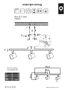 説明書 Qazqa 94620 Bart 3 ランプ