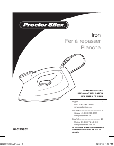 Mode d’emploi Proctor Silex 17325 Fer à repasser