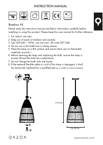 Használati útmutató Qazqa 97345 Bamboo Lámpa