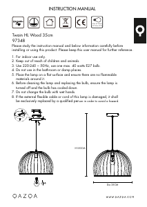 Bruksanvisning Qazqa 97348 Twain Lampa