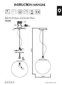 Руководство Qazqa 98389 Ball 50 Светильник