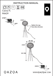 説明書 Qazqa 98429 Canna ランプ