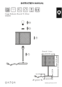 説明書 Qazqa 99099 Cage Robusto ランプ