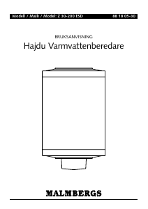 Bruksanvisning Malmbergs Z 30-200 ESD Varmvattenberedare