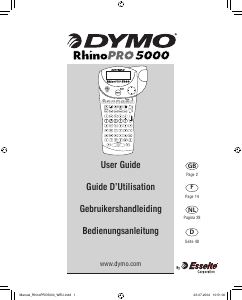 Mode d’emploi Dymo RhinoPro 5000 Imprimante d'étiquettes