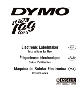 Manual Dymo LetraTag QX50 Label Printer