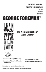Manual George Foreman GRP3CAN Contact Grill