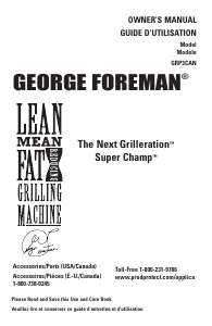 Bruksanvisning George Foreman GRP3CAN Smörgåsgrill