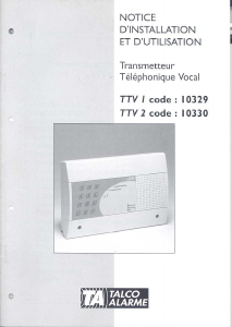 Mode d’emploi Talco Alarme TTV2 Interphone