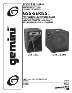 Mode d’emploi Gemini GSS-1522 Caisson de basses