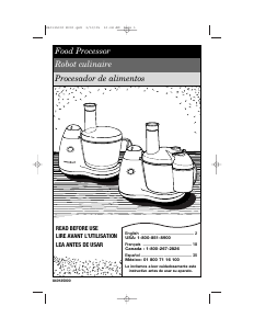 Manual Hamilton Beach 70550R PrepStar Food Processor