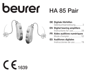 Mode d’emploi Beurer HA 85 Pair Aide auditive