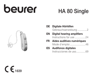 Handleiding Beurer HA 80 Single Hoortoestel