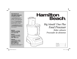 Handleiding Hamilton Beach 70580 Big Mouth Duo Plus Keukenmachine