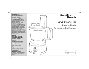 Manual Hamilton Beach 70730 Bowl Scraper Food Processor