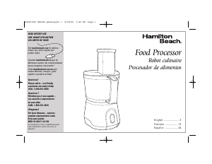 Manual Hamilton Beach 70760 Food Processor