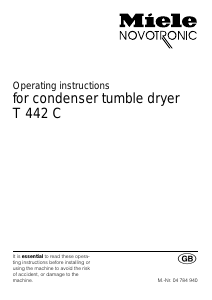 Manual Miele T 442 C Dryer