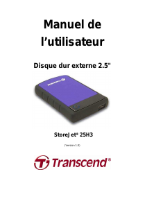 Mode d’emploi Transcend StoreJet 25H3 Disque dur