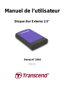 Mode d’emploi Transcend StoreJet 25H2 Disque dur