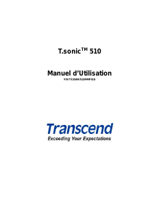 Mode d’emploi Transcend T.sonic 510 Lecteur Mp3