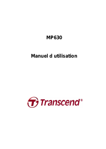Mode d’emploi Transcend MP630 Lecteur Mp3