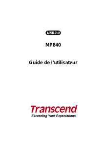 Mode d’emploi Transcend MP840 Lecteur Mp3