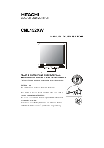 Mode d’emploi Hitachi CML152XW Moniteur LCD