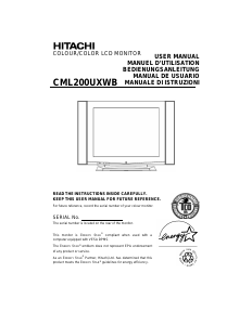 Mode d’emploi Hitachi CML200UXWB Moniteur LCD