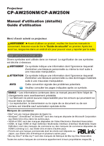 Mode d’emploi Hitachi CP-AW250NM Projecteur