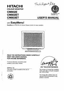 Mode d’emploi Hitachi CM803ET Moniteur