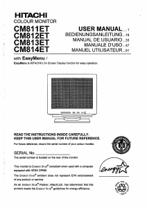 Mode d’emploi Hitachi CM811ET Moniteur