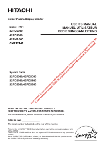 Mode d’emploi Hitachi CMP4214E Moniteur Plasma