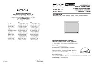 Mode d’emploi Hitachi CMP307XE Moniteur Plasma