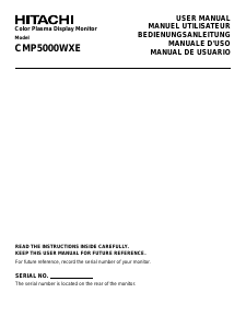 Manual Hitachi CMP5000WXE Plasma Monitor