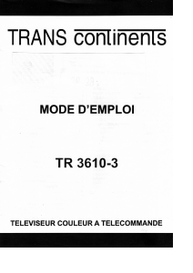 Mode d’emploi Trans Continents TR 3610-3 Téléviseur