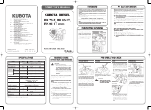 Manual Kubota RK70 Engine