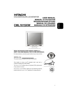 Mode d’emploi Hitachi CML181SXW Moniteur LCD