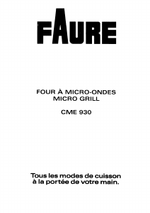 Mode d’emploi Faure CME930 Micro-onde