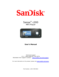 Manual SanDisk Sansa C200 Mp3 Player