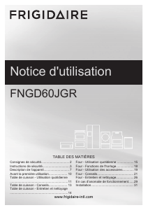 Mode d’emploi Frigidaire FNGD60JGRWO Cuisinière