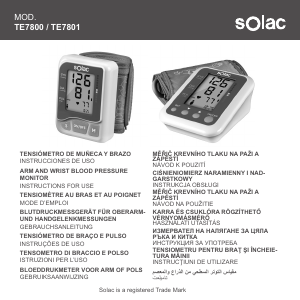 Наръчник Solac TE7800 Монитор за кръвно налягане