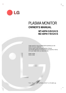 Manual LG MZ-40PA17 Plasma Monitor