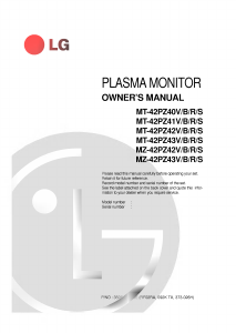 Manual LG MZ-42PZ43VS Plasma Monitor