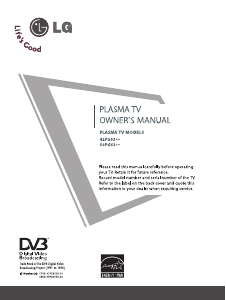Bruksanvisning LG 50PG6300 Plasma TV