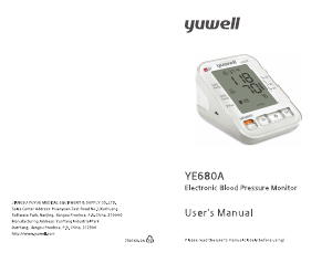 Handleiding Yuwell YE680A Bloeddrukmeter