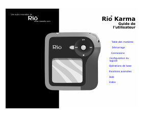 Mode d’emploi Rio Karma Lecteur Mp3
