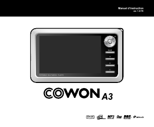 Mode d’emploi COWON A3 Lecteur Mp3