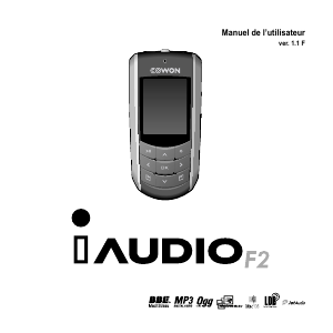 Mode d’emploi COWON iAudio F2 Lecteur Mp3